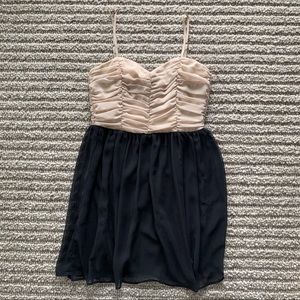 Aqua Black Chiffon Dress with Taupe Top